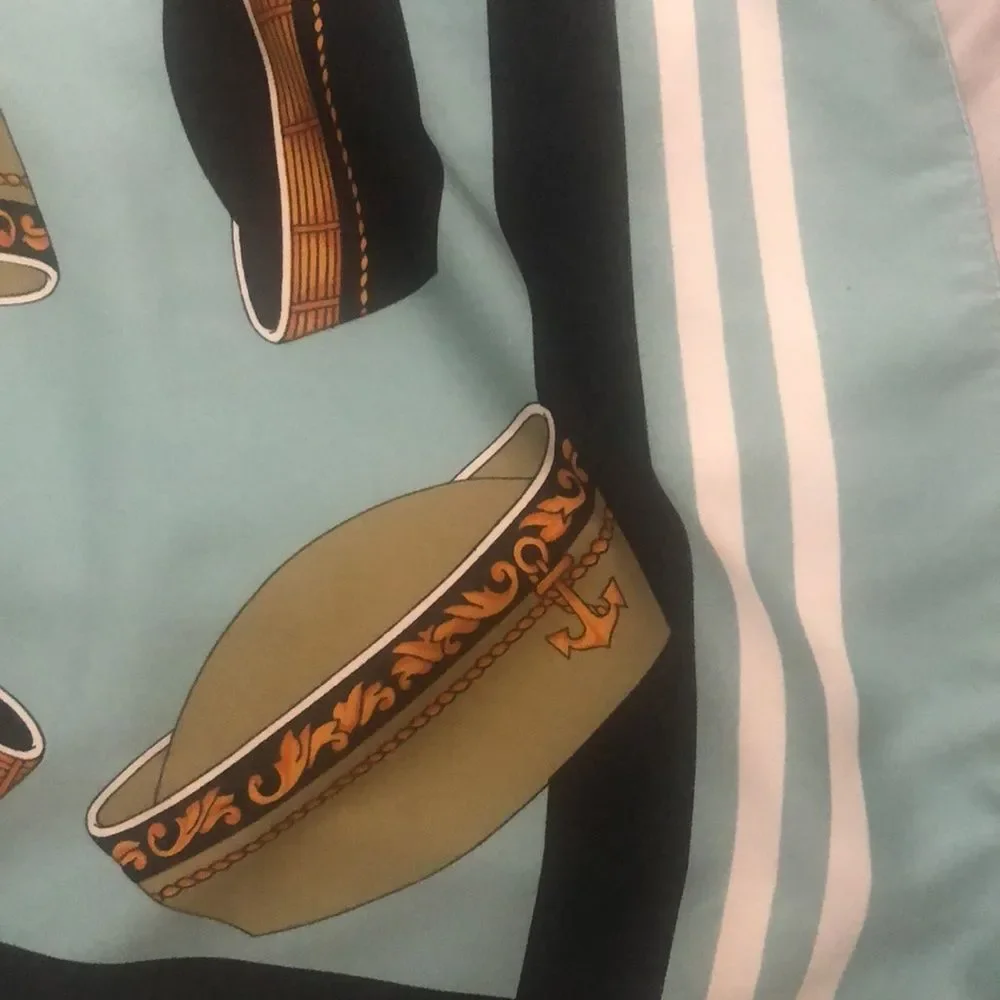 Silk scarf with hats on it